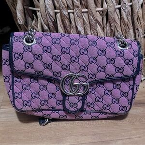 GUCCI Pink Monogram Pattern Luxury Designer Handbag